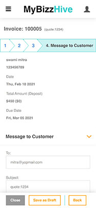 Easily create message for event by MyBizzHive’s invoices management CRM
